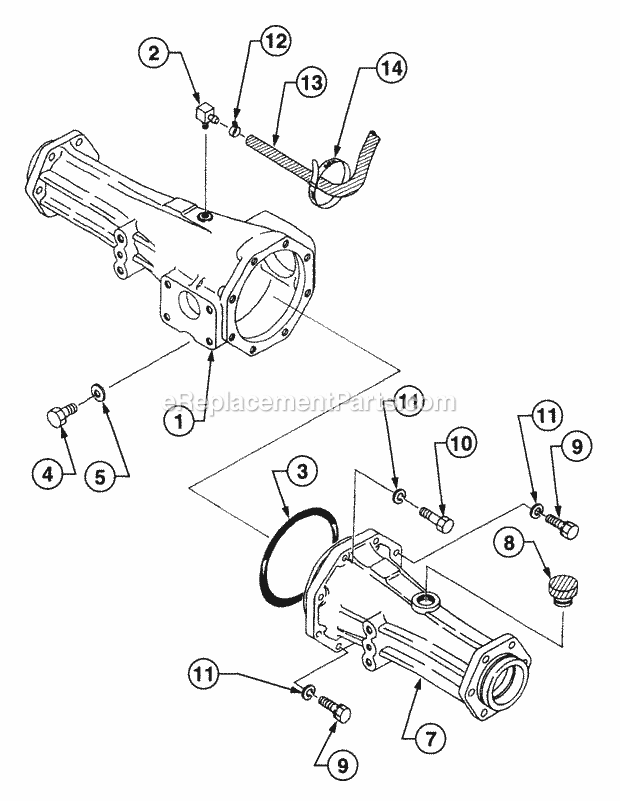 Axle, Mfd Front - Center Case Diagram and Parts List for 54A-458D100, 590-603-100 Cub Cadet Lawn Tractor